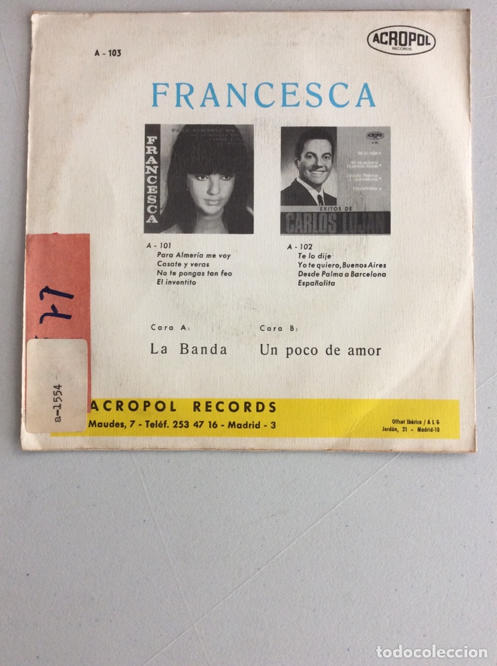 Discos de vinilo: Francesca. La banda. Un poco de amor. - Foto 2