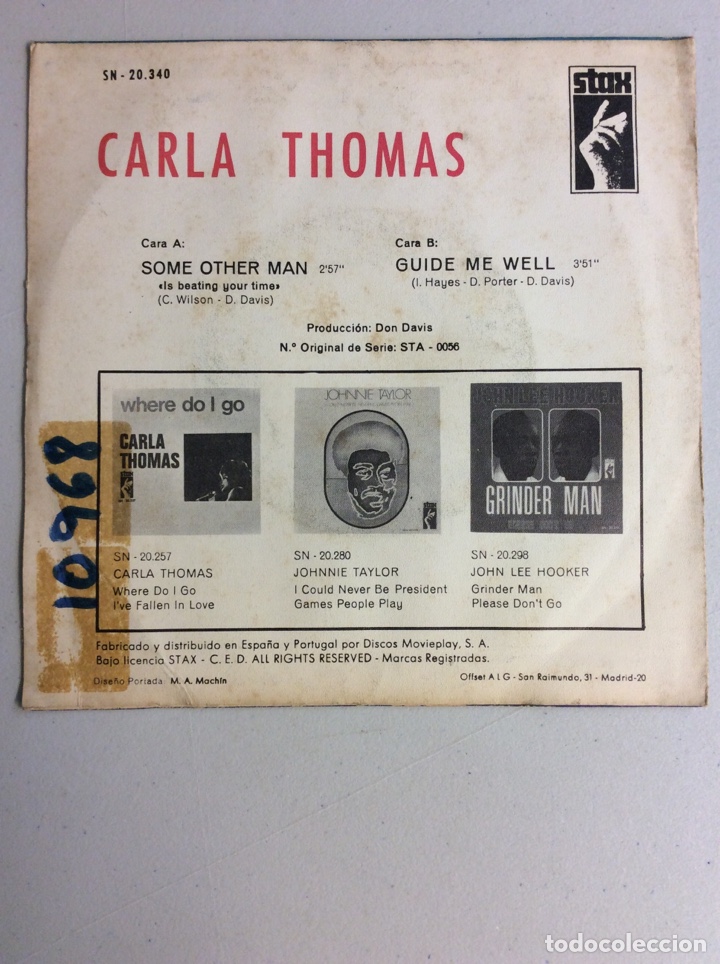 Discos de vinilo: Carla Thomas. Some other man - Foto 2