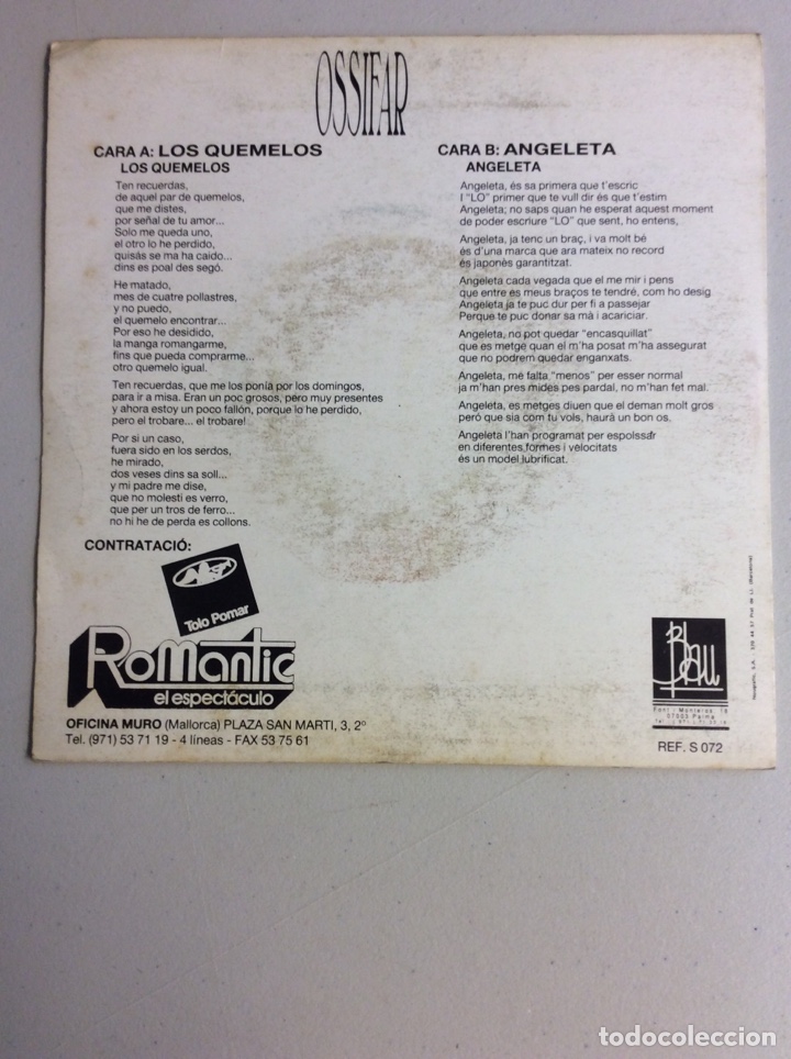 Discos de vinilo: Ossifar. Los quemelos. Angeleta. - Foto 2