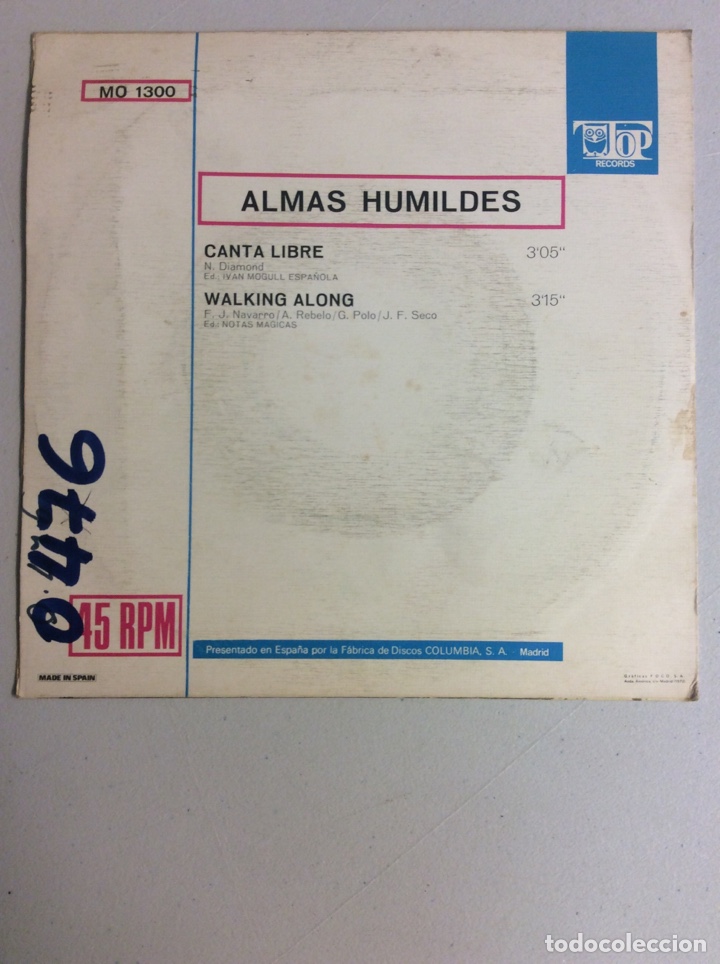 Discos de vinilo: Almas Humildes. Canta libre. Walking along. - Foto 2