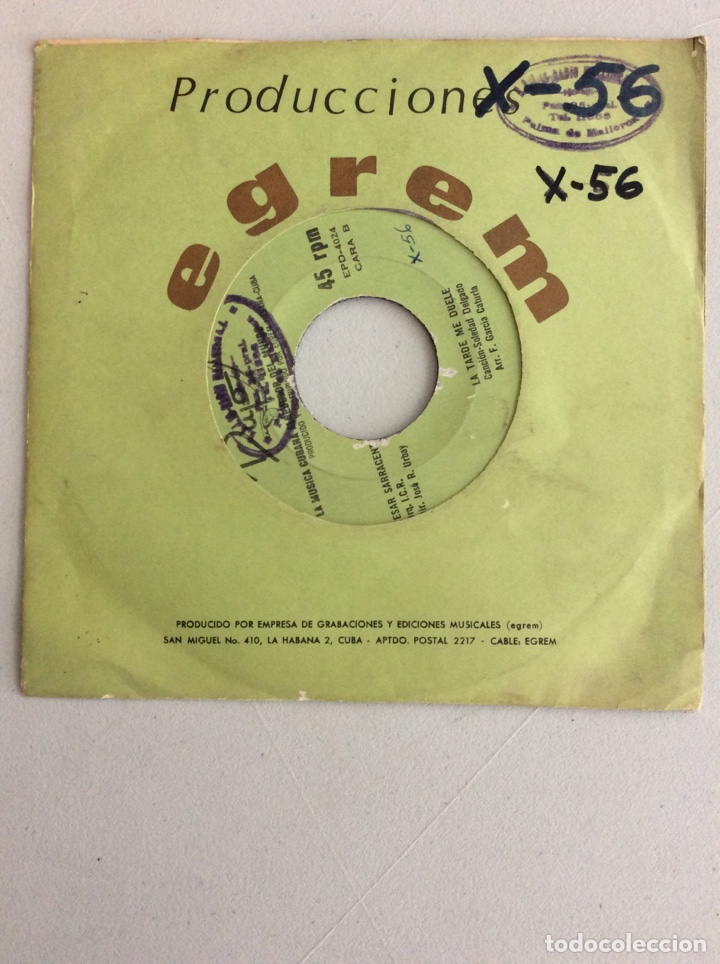 Discos de vinilo: Cesar Sarracent. Historia de amor. La tarde me duele. - Foto 2