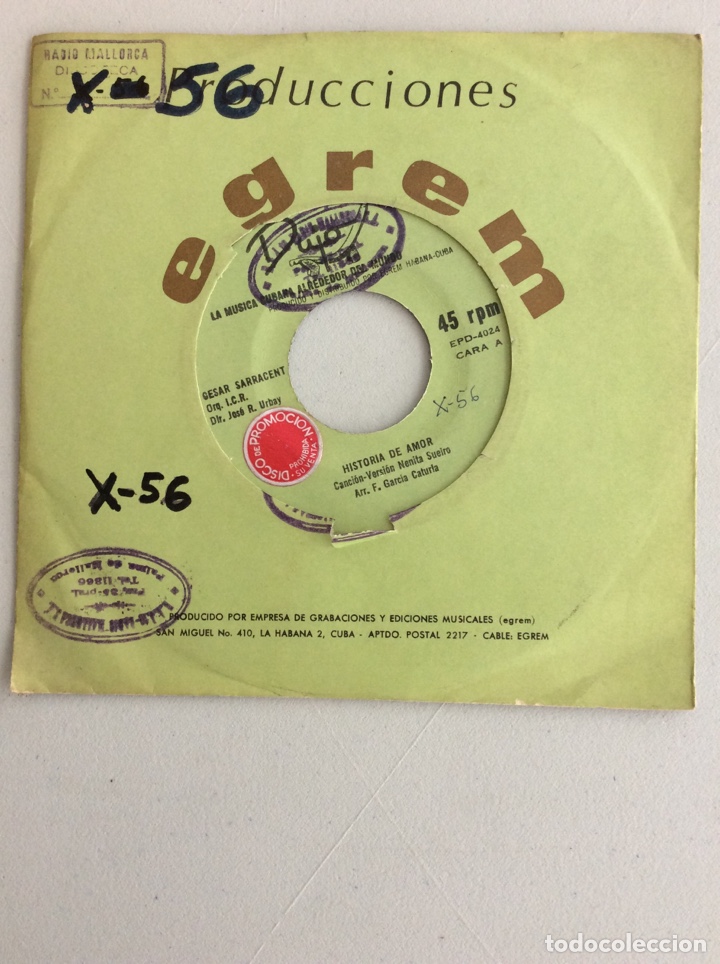 Discos de vinilo: Cesar Sarracent. Historia de amor. La tarde me duele. - Foto 1