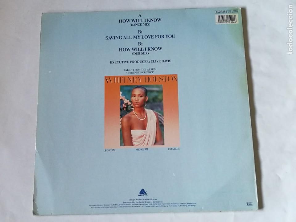 Discos de vinilo: Whitney Houston - How Will I Know - 1985 - Foto 2