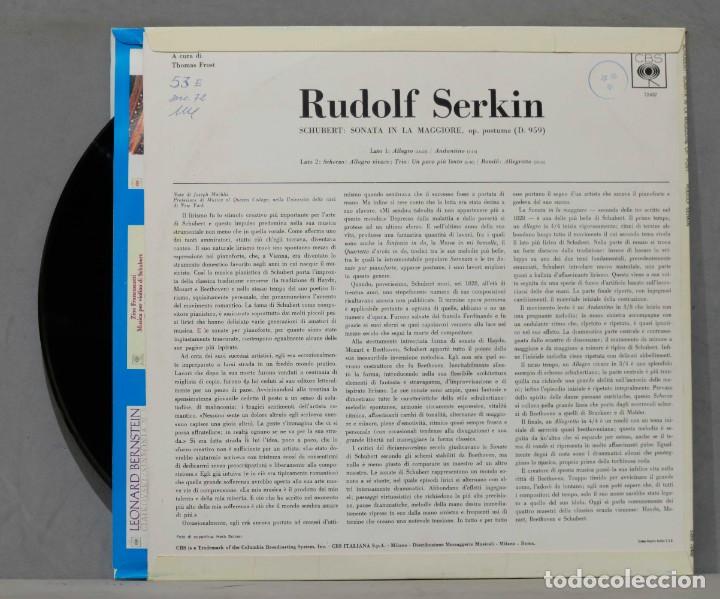 Discos de vinilo: LP. Rudolf Serkin. Schubert. SONATA PER PIANOFORTE. OPERA POSTUMA - Foto 2
