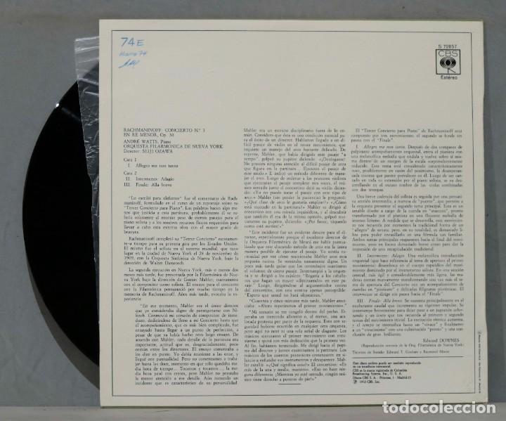 Discos de vinilo: LP. WATTS. OZAWA. CONCIERTO N 3 - Foto 2