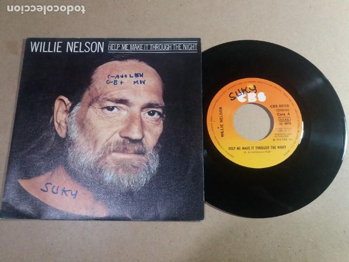 Discos de vinilo: WILLIE NELSON / HELP ME MAKE IT THROUGH THE NIGHT / SINGLE 7 PULGADAS - Foto 1