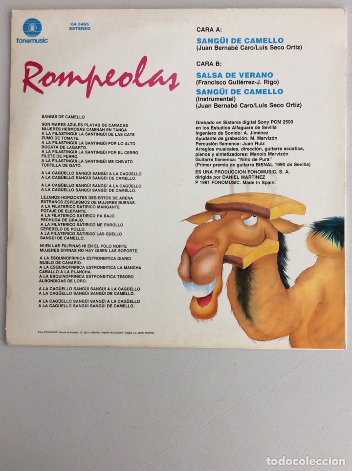 Discos de vinilo: Sang&uuml;i de camello. Rompeolas. - Foto 2