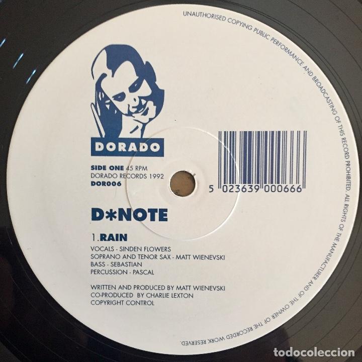 Discos de vinilo: D-NOTE : RAIN [DORADO - UK 1992] 12&rdquo; - Foto 3