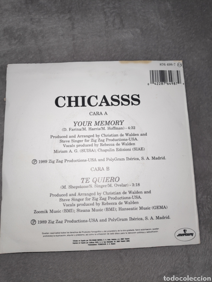 Discos de vinilo: Vinilo single - Chicasss - Your memory - Chicas - Foto 2