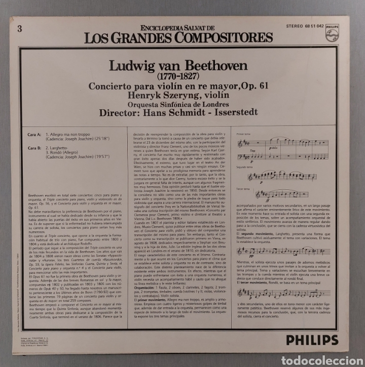 Discos de vinilo: DISCO DE VINILO. LUDWIG VAN BEETHOVEN - Foto 2