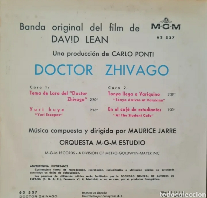 Discos de vinilo: Single Dr. Zhivago - Foto 2