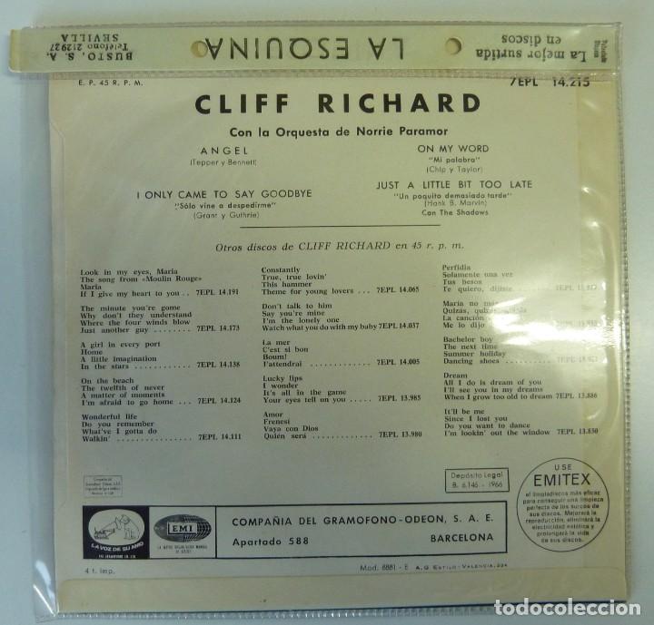 Discos de vinilo: CLIFF RICHARD // ANGEL+3 // 1966 // EP - Foto 2