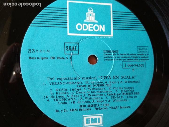 Discos de vinilo: Adolfo Waitzman &lrm;&ndash; Cita En Scala, 1973 - Foto 5
