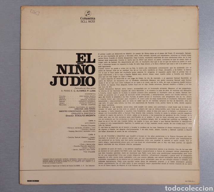 Discos de vinilo: DISCO DE VINILO. EL NI&Ntilde;O JUDIO - Foto 2
