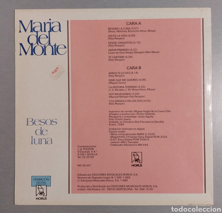 Discos de vinilo: DISCO DE VINILO. BESOS DE LUNA - Foto 2