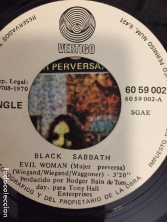 Discos de vinilo: BLACK SABBATH. Evil woman (vinilo single 1970) - Foto 2