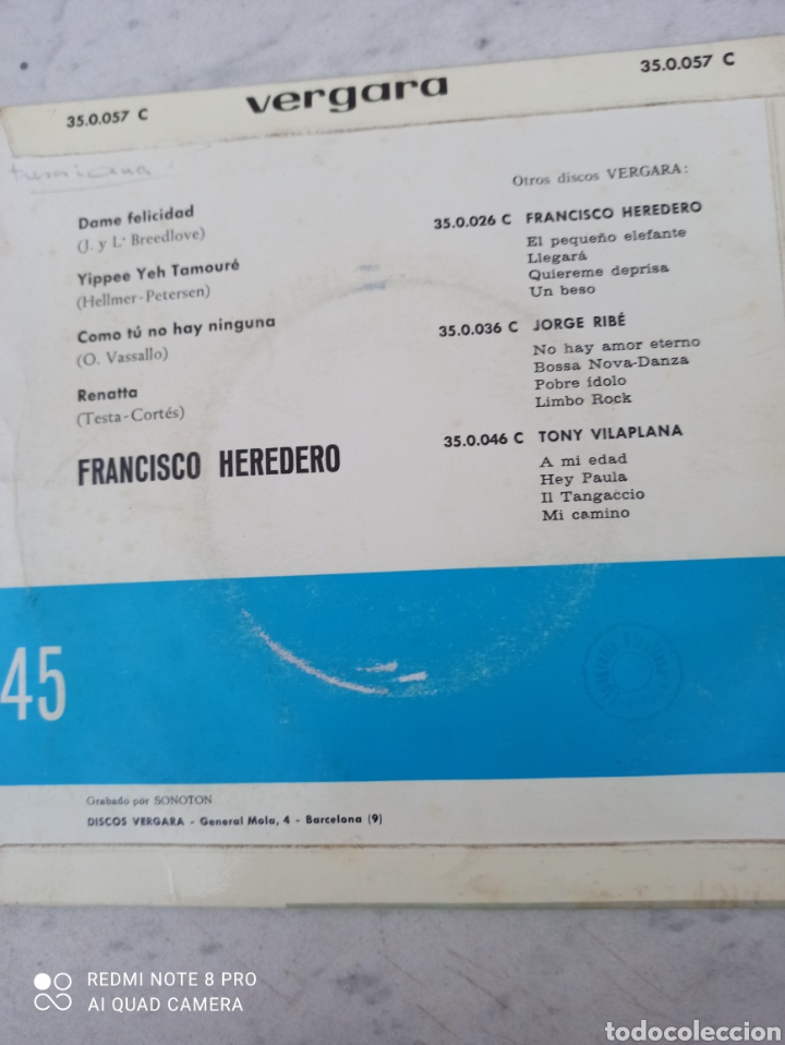 Discos de vinilo: Francisco Heredero. Vergara - Foto 2