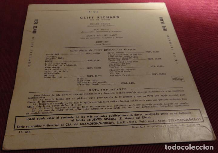 Discos de vinilo: Cliff Richard Con Los Drifters &lrm;&ndash; Ready Teddy + 3 - EP 1960 - Foto 2