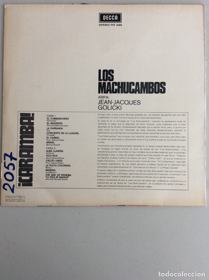 Discos de vinilo: Los Machucambos. Caramba! - Foto 2