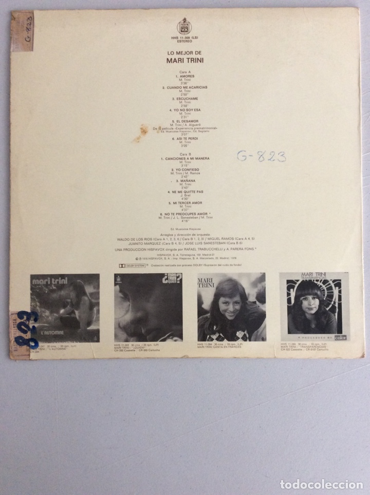 Discos de vinilo: Lo mejor de Mari Trini. - Foto 2