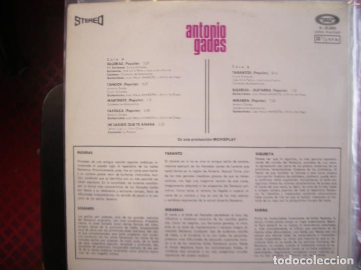 Discos de vinilo: ANTONIO GADES- LP. RARO. MINT - Foto 2