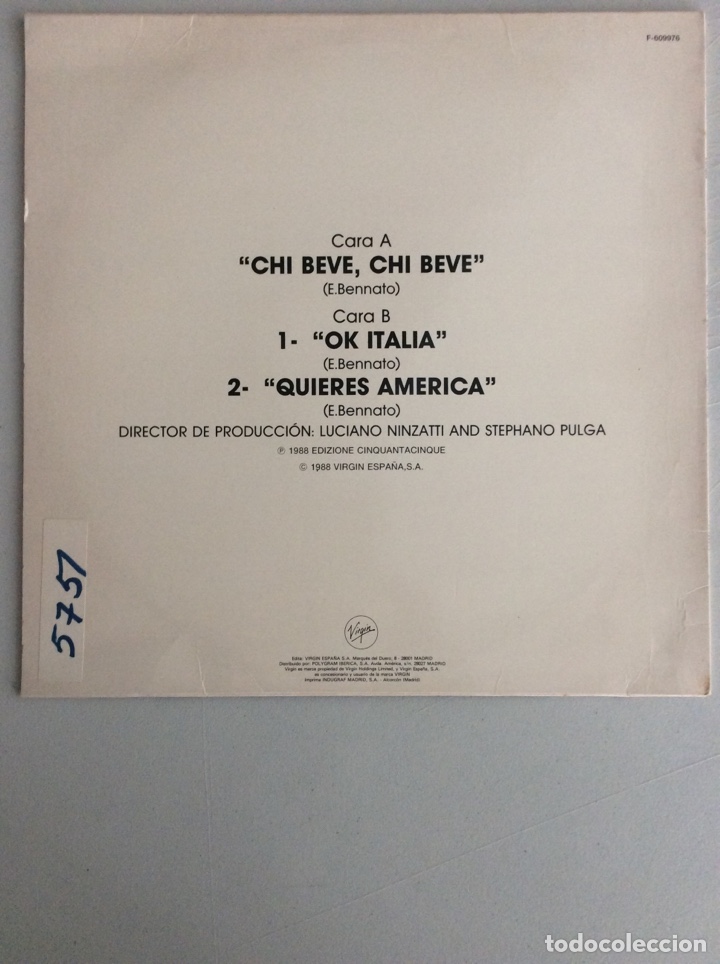 Discos de vinilo: Edoardo Bennato. Chi beve , chi beve. - Foto 2