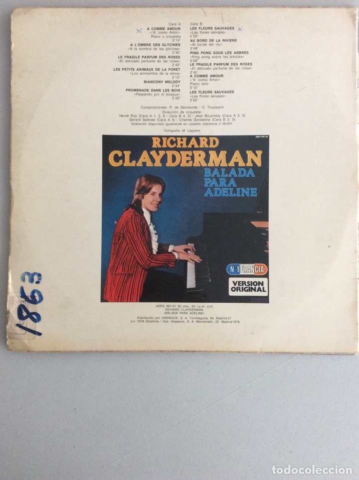 Discos de vinilo: Richard Clayderman. A como amor. - Foto 2