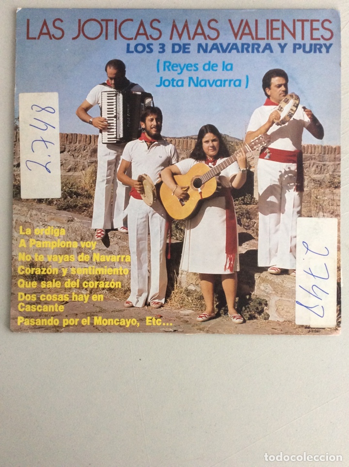Disques de vinyle: Los 3 de Navarra y Pury. Las joticas m&aacute;s valientes. (Reyes de la Jota Navarra)