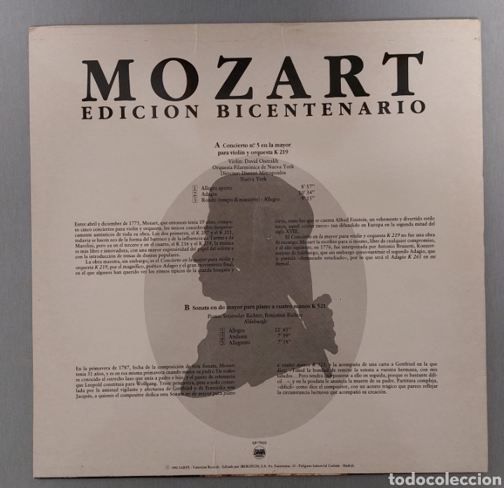 Discos de vinilo: DISCO DE VINILO. MOZART - Foto 2