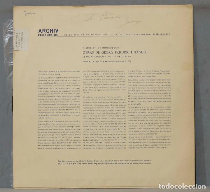 Discos de vinilo: LP. OBRAS HANDEL. CONCIERTOS DE ORQUESTA - Foto 2