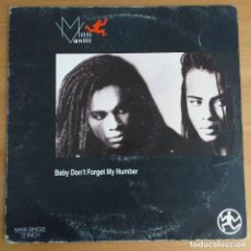 Discos de vinilo: MILLI VANILLI - BABY DON´T FORGET MY NUMBER (MX) 1988. Lote 320873058