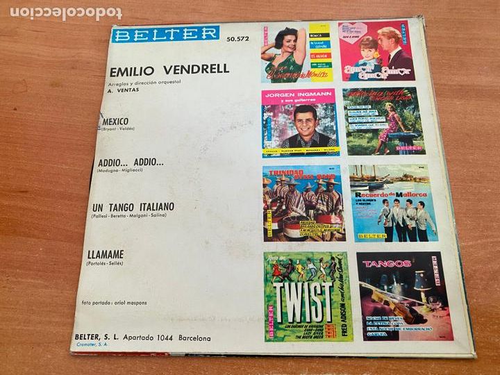 Discos de vinilo: EMILIO VENDRELL (MEXICO + 3) EP 1962 (EPI9) - Foto 3