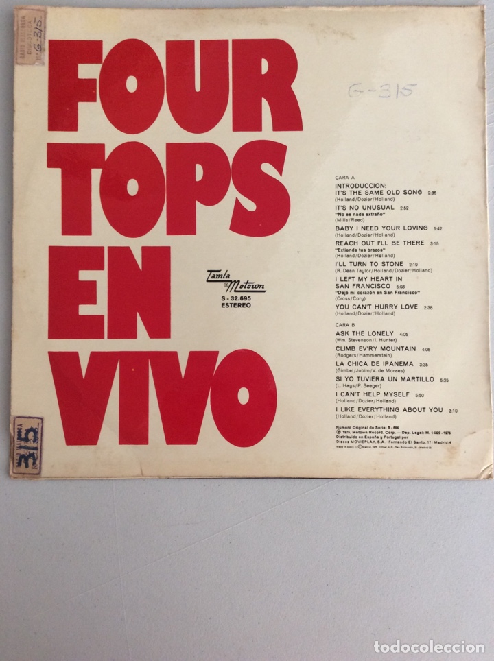 Discos de vinilo: Four Tops. En vivo. - Foto 2