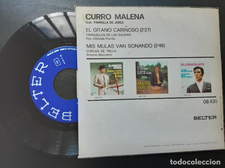 Discos de vinilo: Curro Malena. El gitano cari&ntilde;oso. Mis mulas van sonando - Foto 2