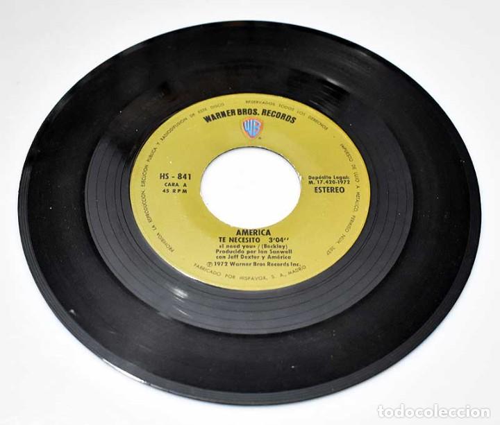 Discos de vinilo: America - Te necesito / Riverside. Single - Foto 3
