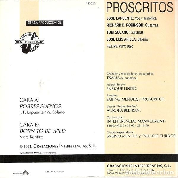 Discos de vinilo: Proscritos - Pobres sue&ntilde;os -1991 - Foto 2