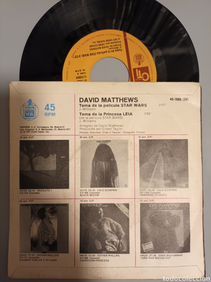 Discos de vinilo: David matthews- Star Wars - Foto 2