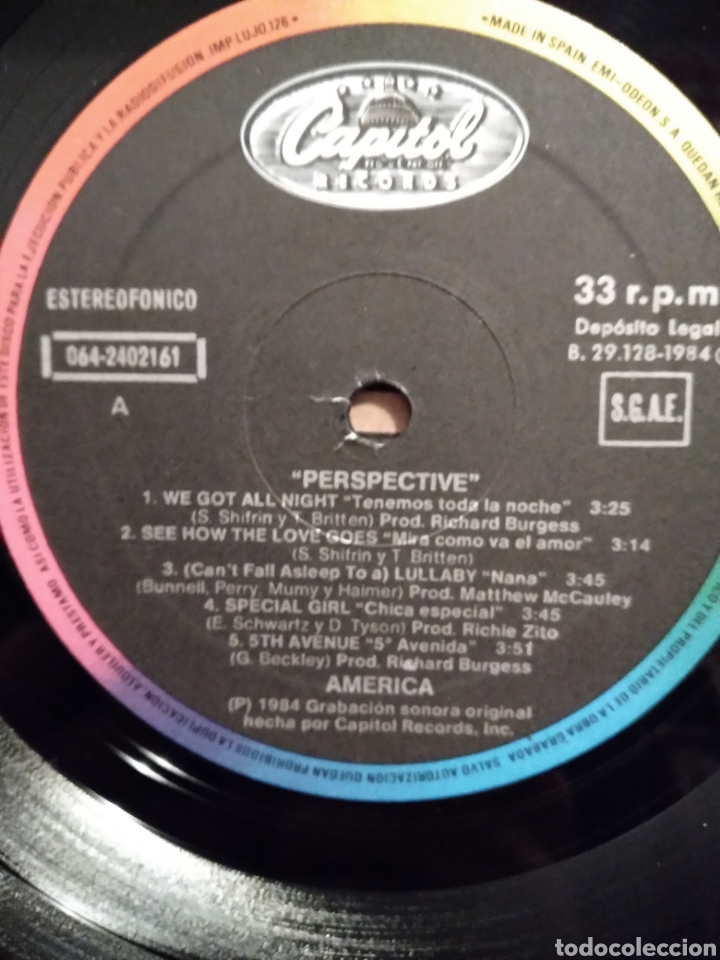 Discos de vinilo: AMERICA &rdquo;PERSPECTIVE&rdquo; ES.84 - Foto 3