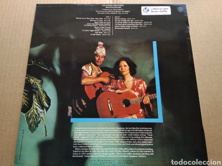 Discos de vinilo: LP LOS INDIOS TABAJARAS/BEAUTIFOUL SOUND - Foto 2