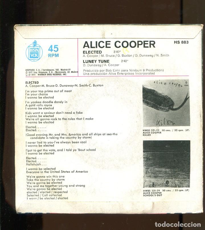 Discos de vinilo: Alice cooper. elected. hispavox 1972 sp. bueno - Foto 2