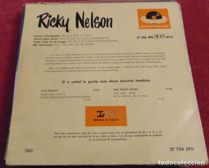 Discos de vinilo: Ricky Nelson &ndash; Restless kid + 3 - EP 1959 - Foto 2