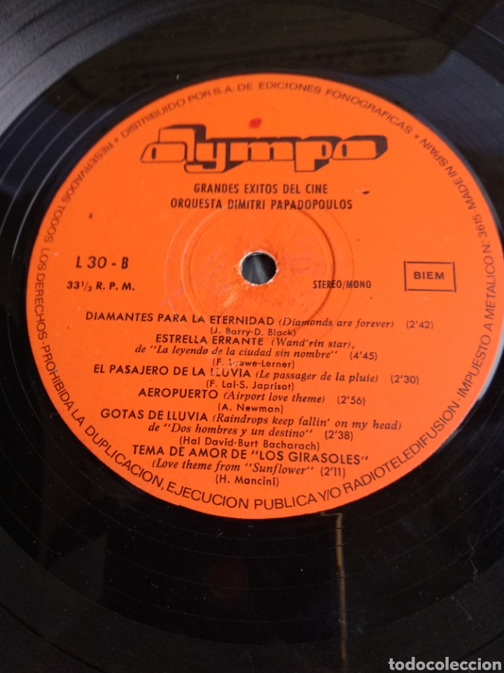 Discos de vinilo: *DIMITRI PAPADOPOULOS, &Eacute;XITOS DEL CINE, SPAIN, OLIMPO, 1975 - Foto 2