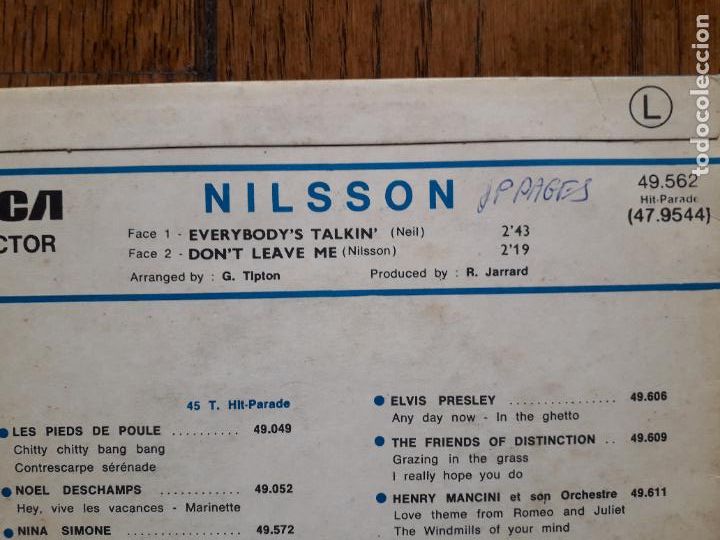 Discos de vinilo: Nilsson - everybodys talkin + dont leave me - Foto 3