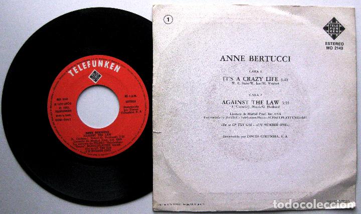 Discos de vinilo: Anne Bertucci - Its A Crazy Life - Single Telefunken 1982 BPY - Foto 2
