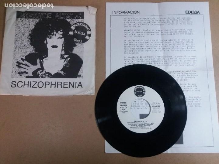 Discos de vinilo: ARMANDE ALTAI / SCHIZOPHRENIA / SINGLE 7 PULGADAS - Foto 1