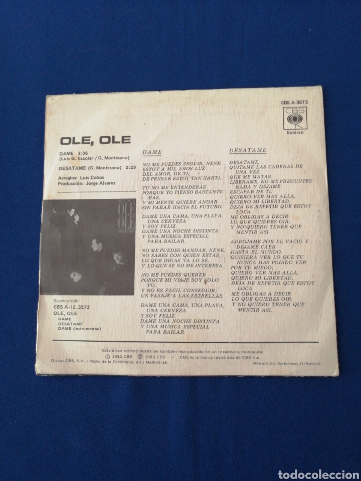 Discos de vinilo: OLE OLE (DAME) - Foto 2