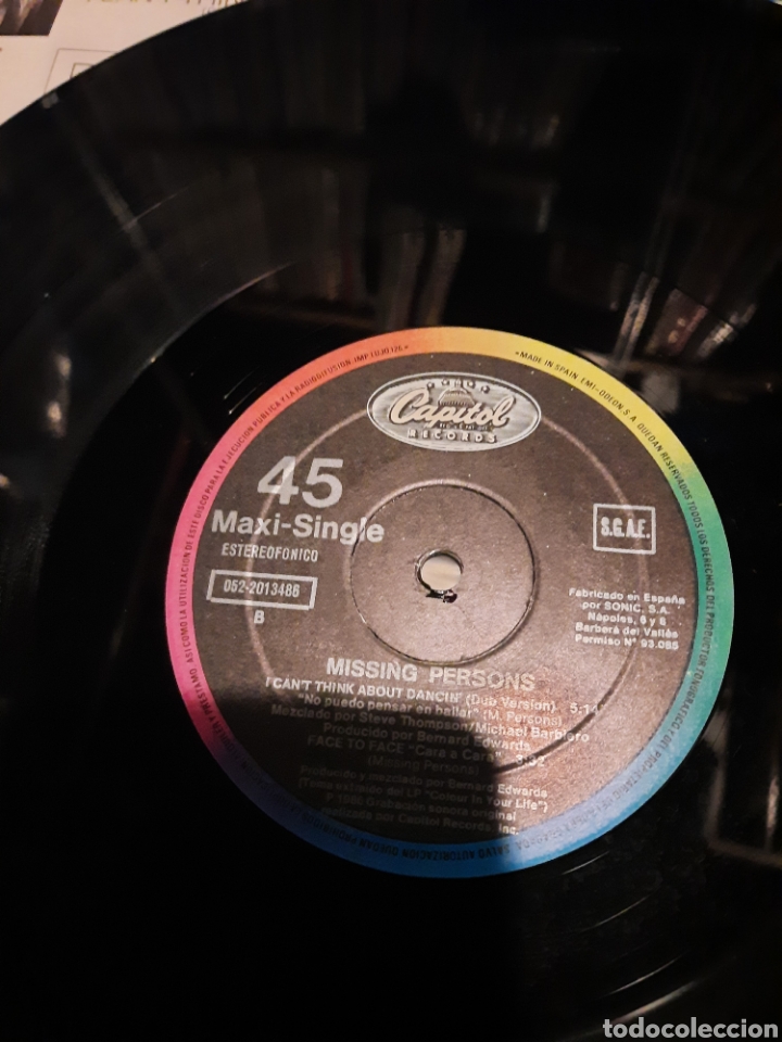Discos de vinilo: Missing person - I cant think about dancin - Foto 3