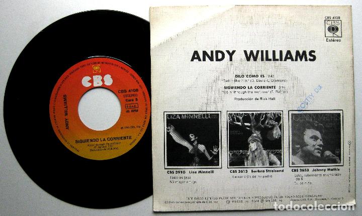 Discos de vinilo: Andy Williams - Dilo Como Es (Tell It Like Is It) - Single CBS 1976 BPY - Foto 2