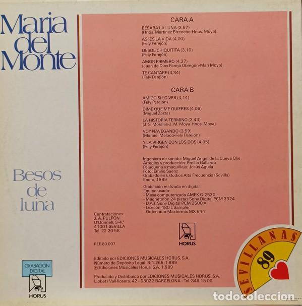 Discos de vinilo: Mar&iacute;a Del Monte &lrm;&ndash; Besos De Luna - Foto 2