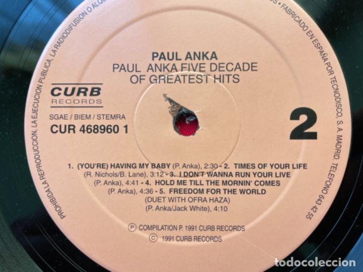 Discos de vinilo: PAUL ANKA - FIVE DECADES - GREATEST HITS - Foto 5